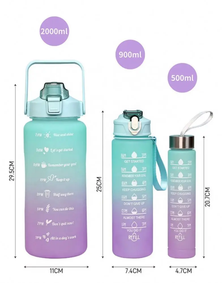 Motivational Water Bottle 3 1n 1
