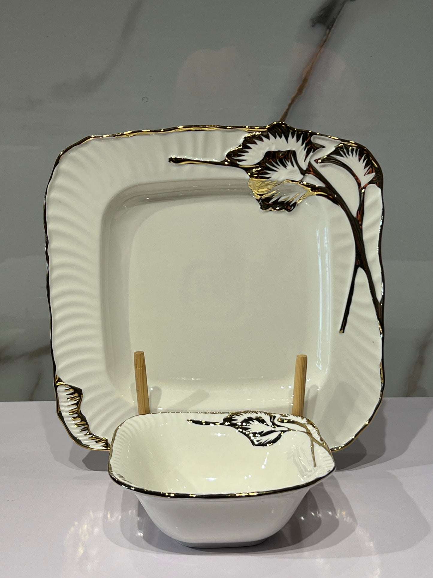 High-quality ceramic plate with flower design
