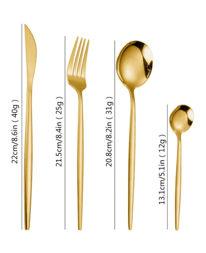 24 Piece Gold Cutlery Set 1