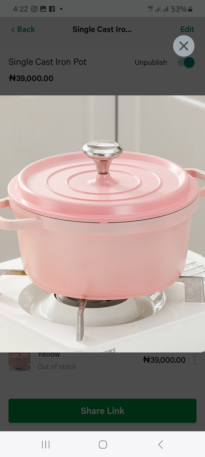 Single Cast Iron Pot
