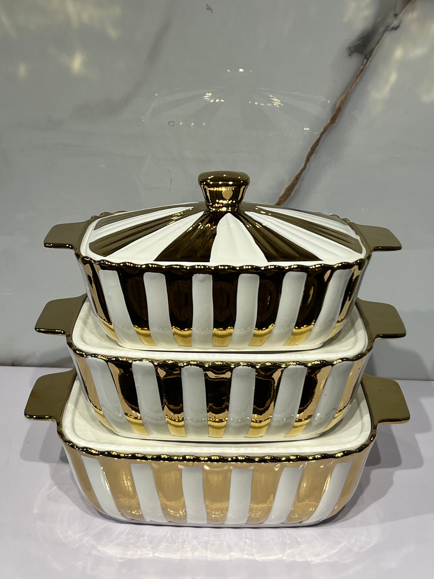 High-Quality Ceramic 3in1 serving dish AHS0051