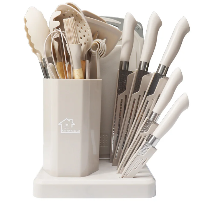 New design silicone spoons and knives set with chopping board