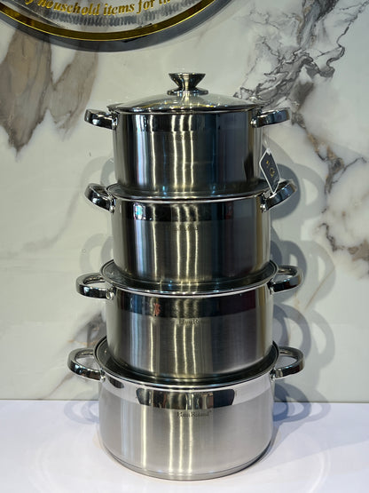 HausRoland 8 piece multi coated stainless steel cookware HR176-3