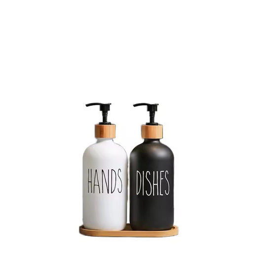 500ml 2 piece set Boston Glass bottles with printing for lotions and shampoo and bath gels
