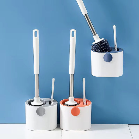 Set of 2 high end wall mounted silicone toilet brush