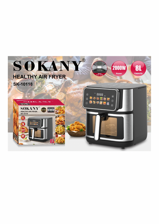 8L Sokany Healthy Air Fryer SK-10118. 2000watts