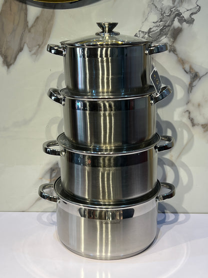 HausRoland 8 piece multi coated stainless steel cookware HR176-3