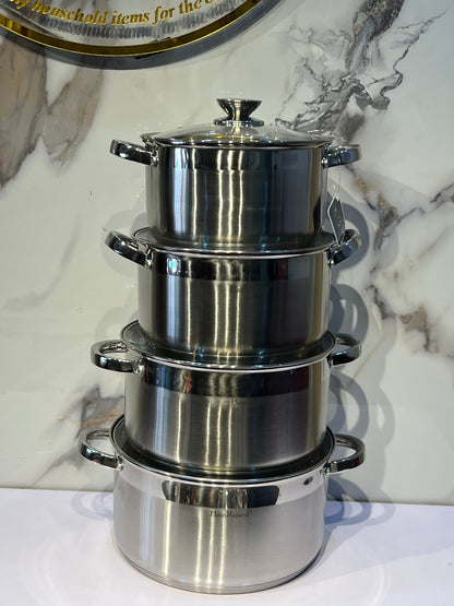 HausRoland 8 piece multi coated stainless steel cookware HR176-3