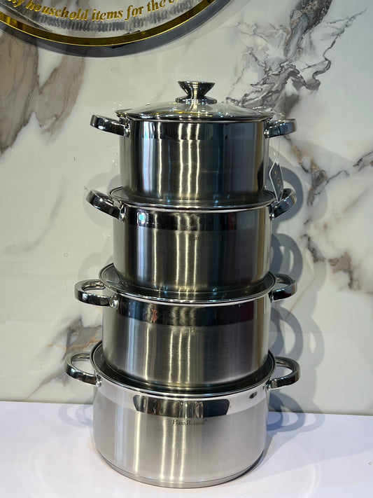 HausRoland 8 piece multi coated stainless steel cookware HR176-3