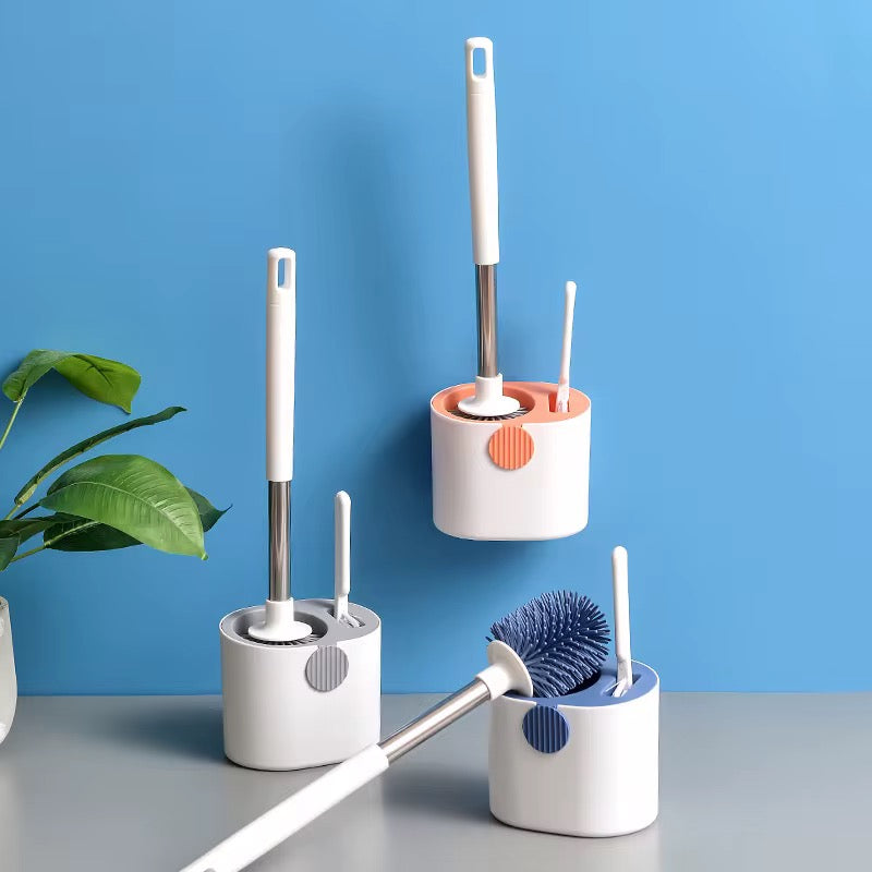 Set of 2 high end wall mounted silicone toilet brush
