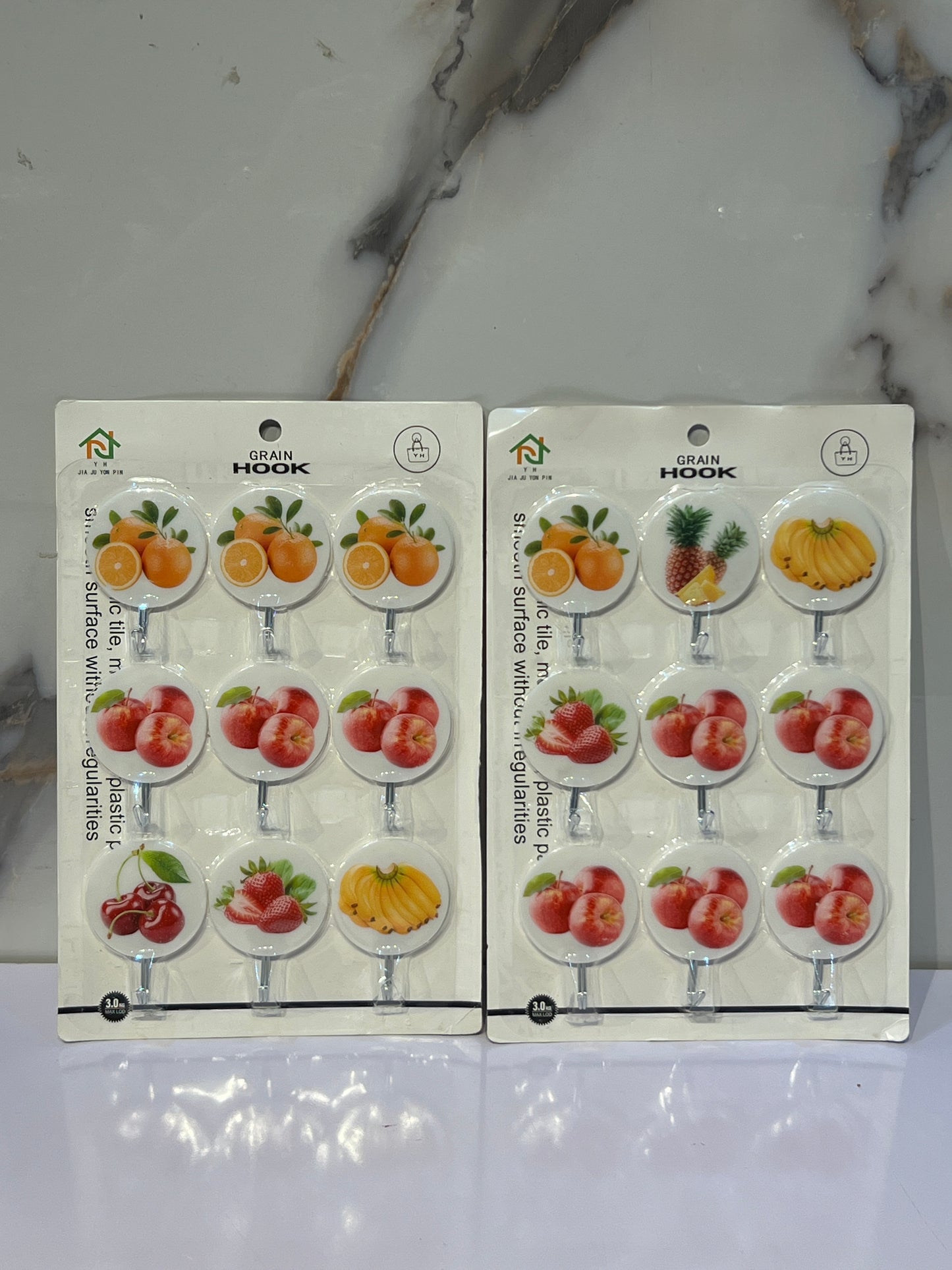 9 piece fruit design adhesive hook set