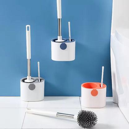 Set of 2 high end wall mounted silicone toilet brush