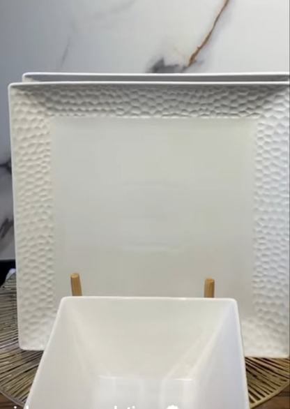 Square patterned ceramic plate set