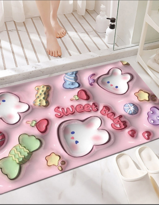 3D character Diatom Soft  Water Absorbing Footmat