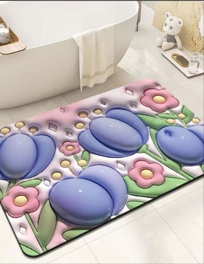 3D character Diatom Soft  Water Absorbing Footmat