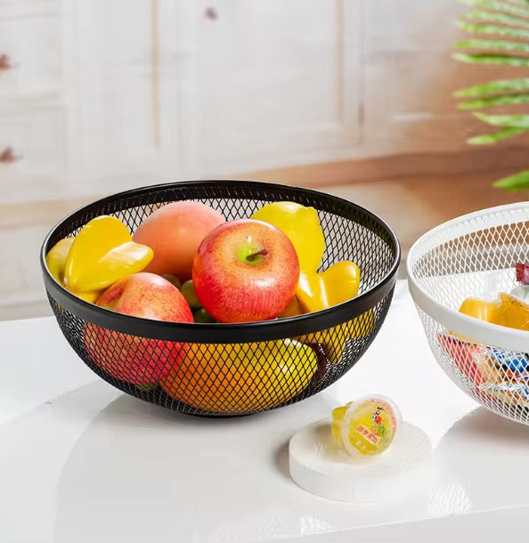 Round black Mesh fruit basket