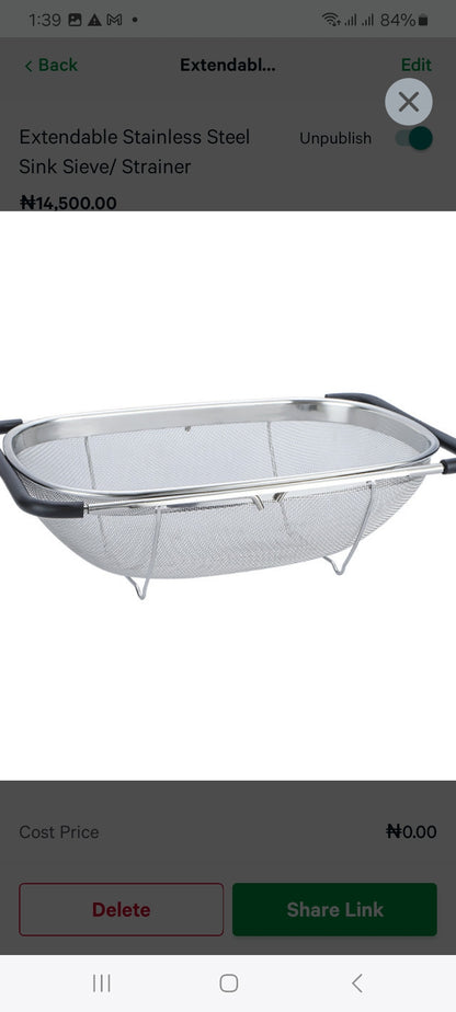 Extendable Stainless Steel Sink Sieve / Strainer