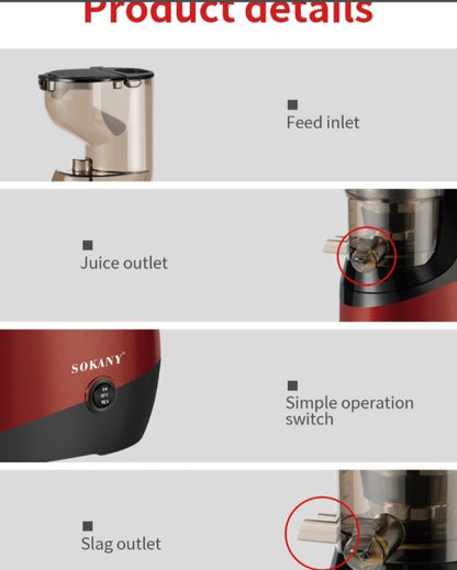 sokany 800w high performance slow juicer sk-01005