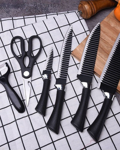6 pieces coated steel knife set