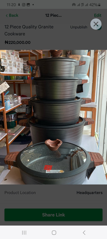 UCC Granite Cookware Set 12 Pieces
