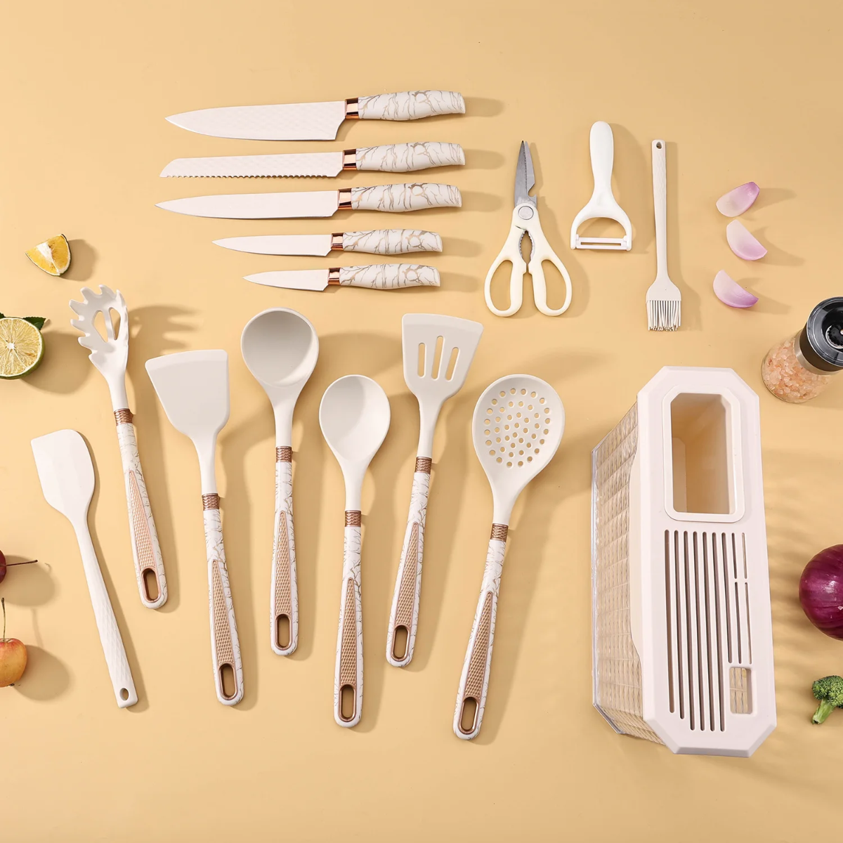 16 piece Silicone kitche  spoon and knife set