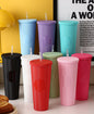 Double Layer Plastic Straw Cup