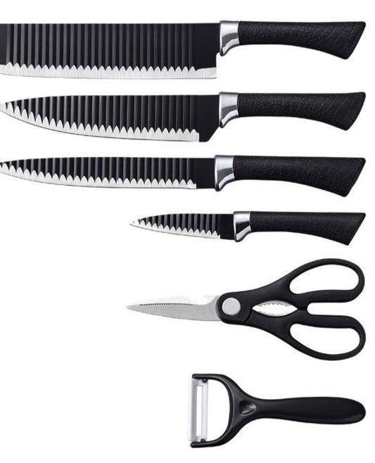 6 pieces coated steel knife set