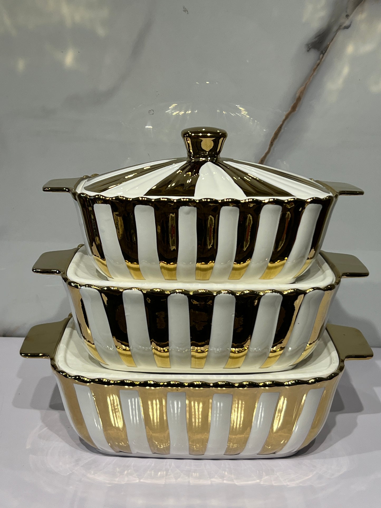 High-Quality Ceramic 3in1 serving dish AHS0051
