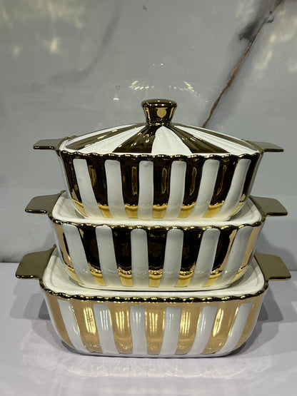 High-Quality Ceramic 3in1 serving dish AHS0051
