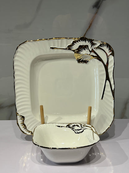High-quality ceramic plate with flower design