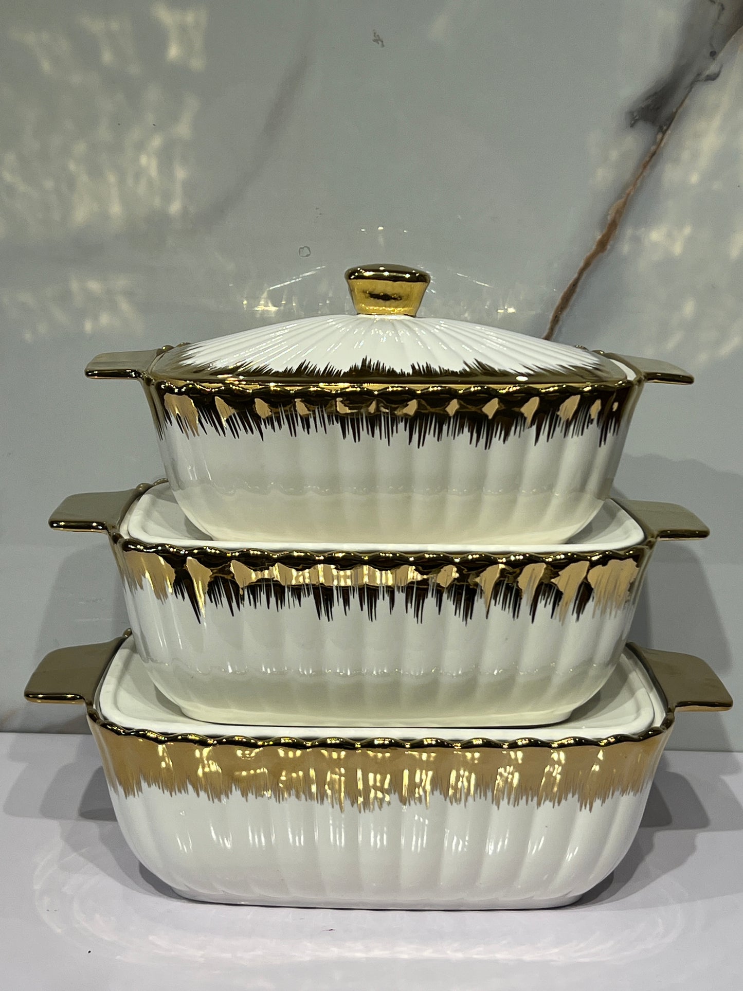 High-Quality Ceramic 3in1 serving dish AHS0080