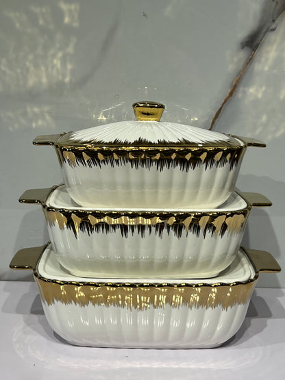 High-Quality Ceramic 3in1 serving dish AHS0080