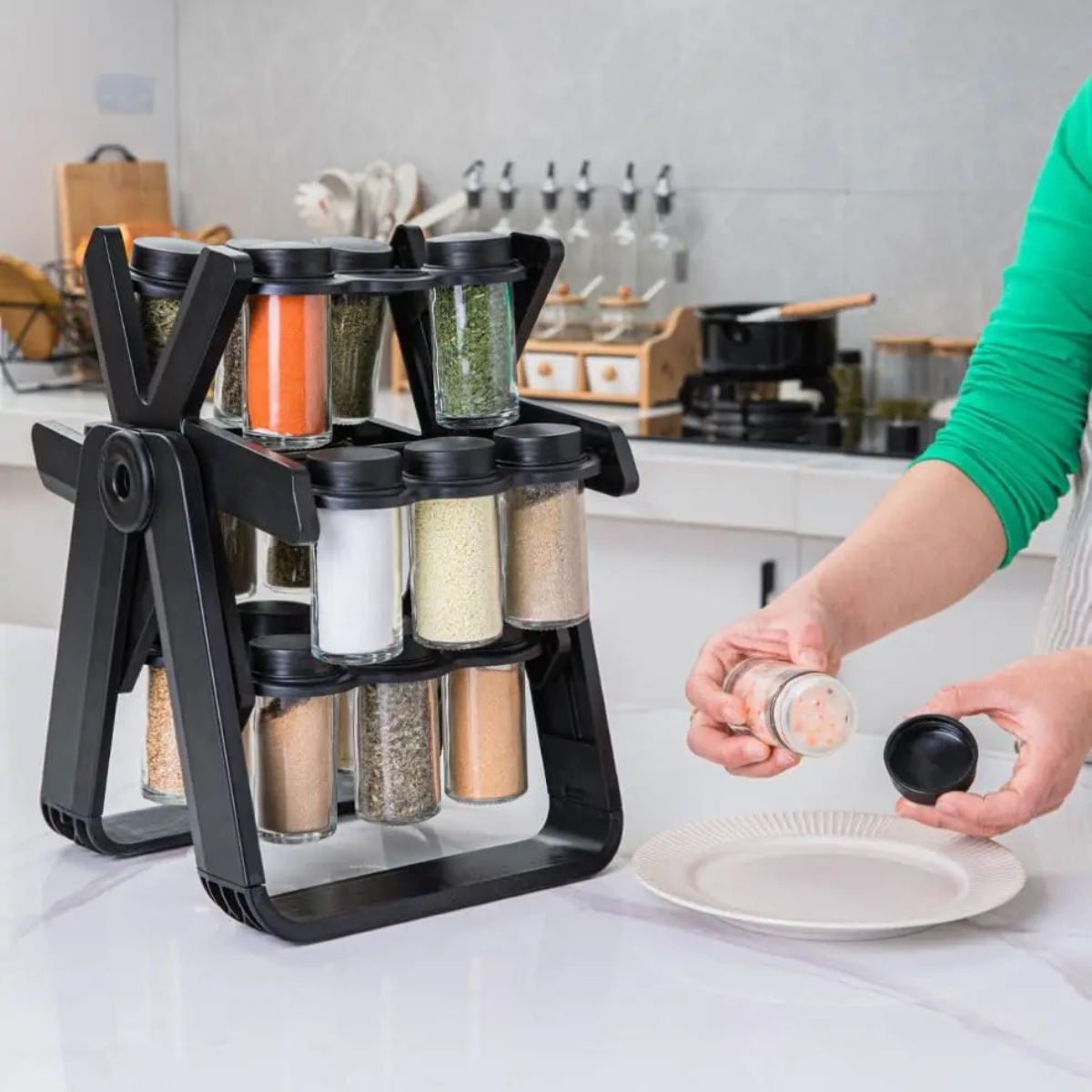 Counter top Multifunctional 18 jar spice rotating jars/rack