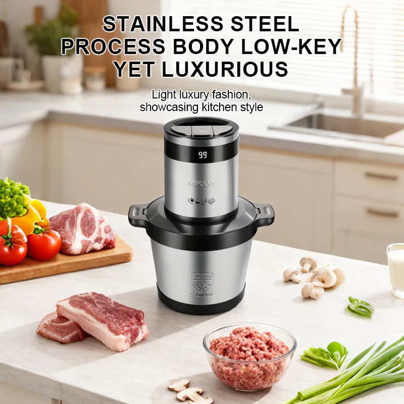 New 1,500 watts digital display 8L Sokany Electric Meat Grinder and Multipurpose food Processor with Sleek design. 6049