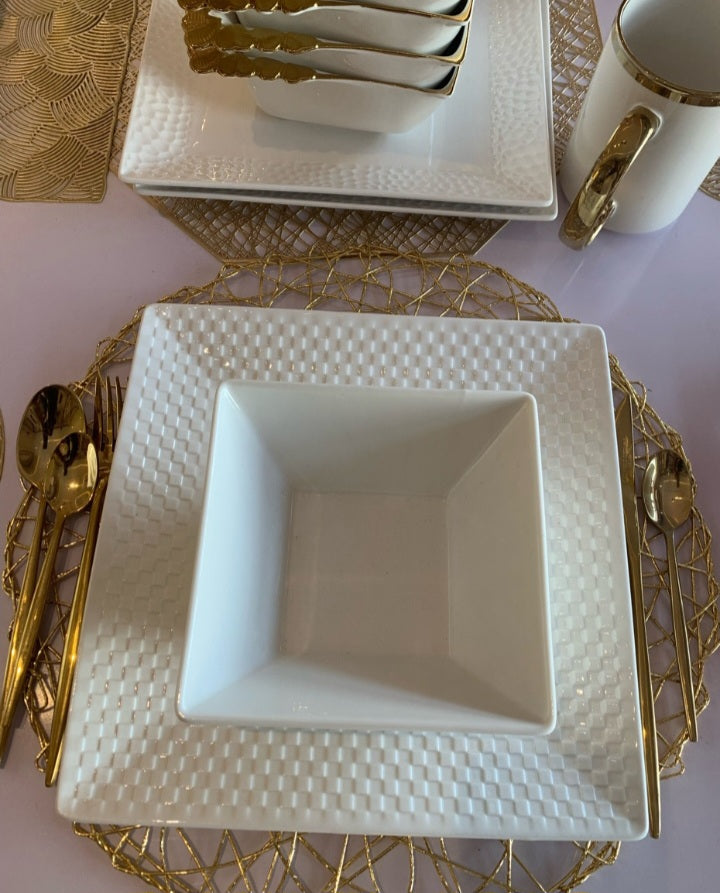 Ceramic Checkered Breakable Plate Set