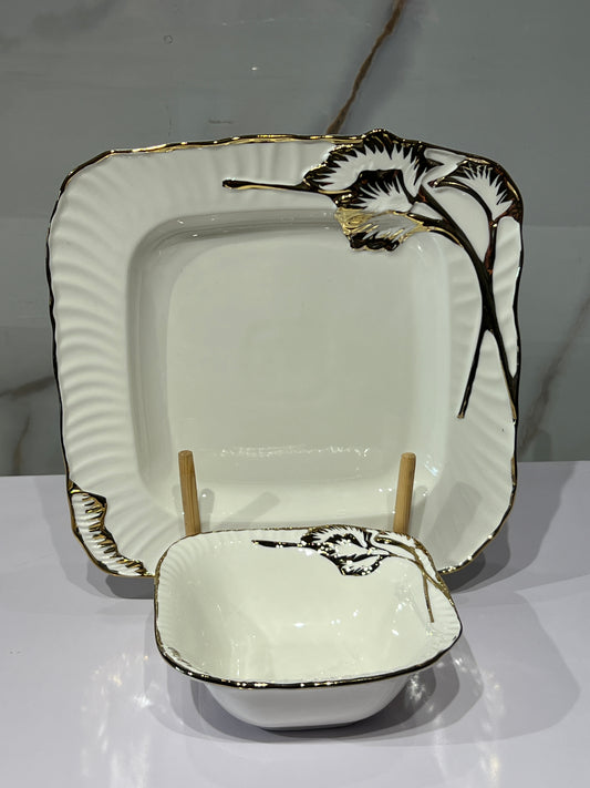 High-quality ceramic plate with flower design