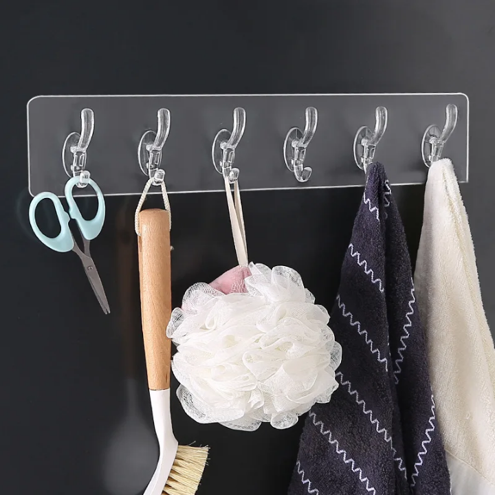 Punch free adhessive 6 row strip hook
