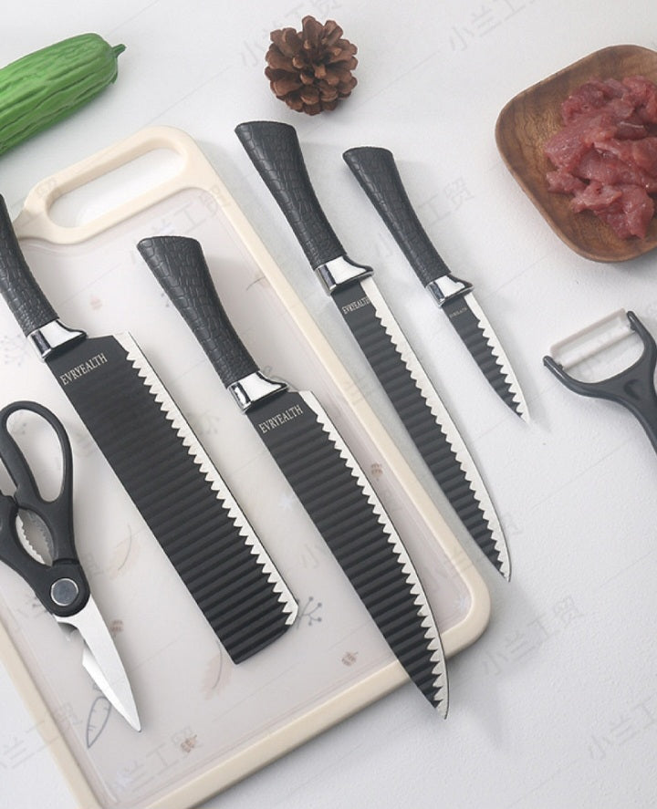 6 pieces coated steel knife set