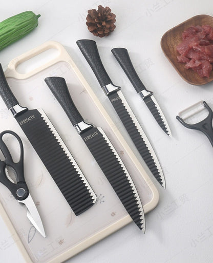 6 pieces coated steel knife set