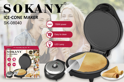Sokany 750 Watts adjustable temperature control ice cream cone Maker 08040