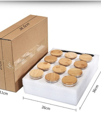 12 piece spice bamboo jar set with measuring spoon and labels
