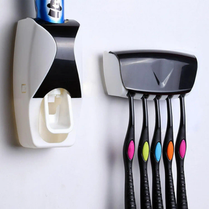 No Punch Wall Mounted Toothpaste Squeezer With  Toothbrush Holder