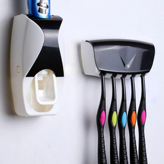 No Punch Wall Mounted Toothpaste Squeezer With  Toothbrush Holder
