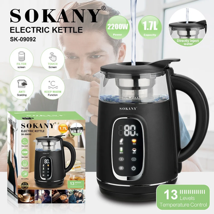 2,200w Sokany Touch Screen High Power Electric Kettle 1.7L capacity
