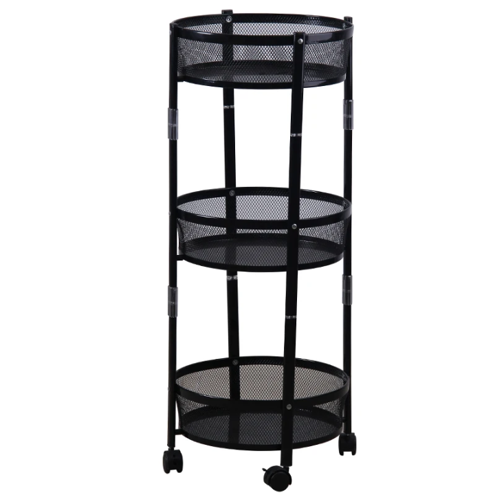 Multifunctional collapsible Three layer round trolley