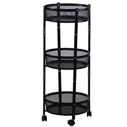 Multifunctional collapsible Three layer round trolley