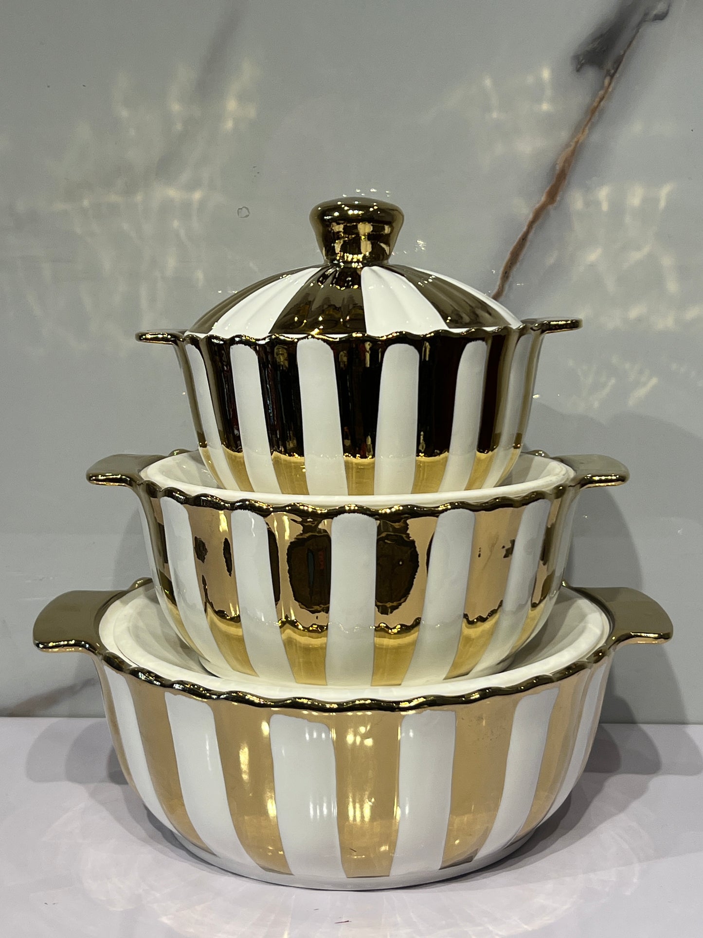 High-Quality 3in1 Ceramic Serving dish AHS230055