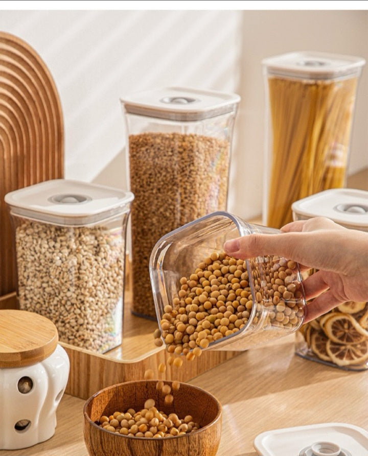 Square Acrylic Sealed Cereal Jar