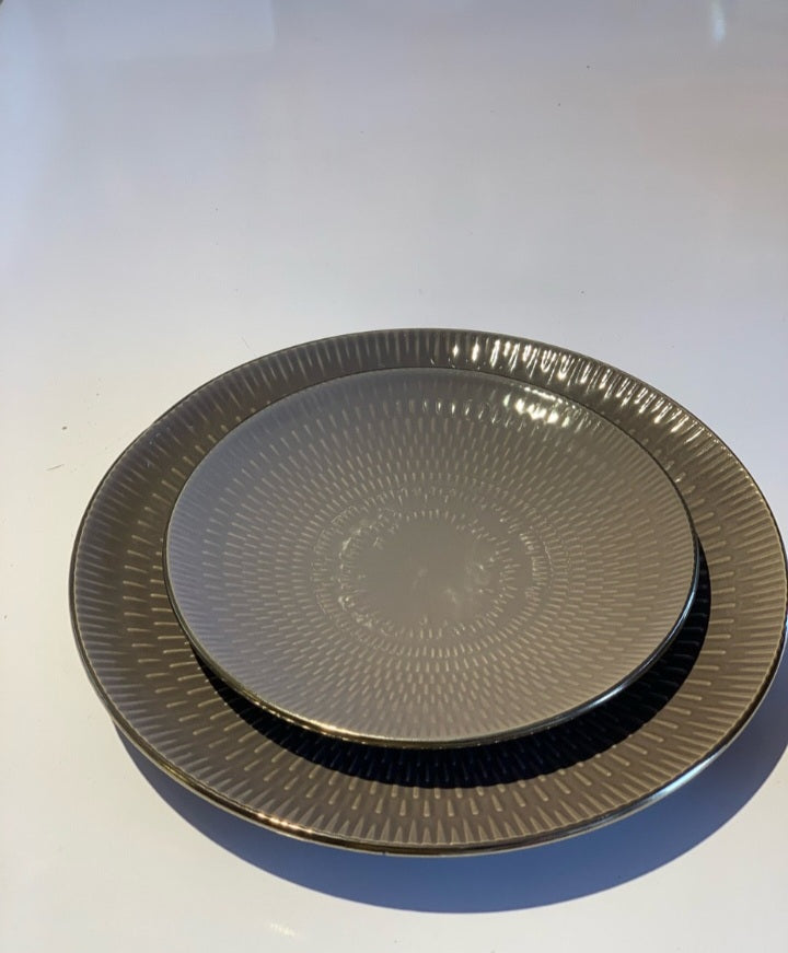 18pcs Grey Patterned Dinner Set YL18-41