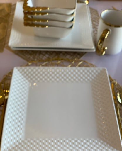 Ceramic Checkered Breakable Plate Set